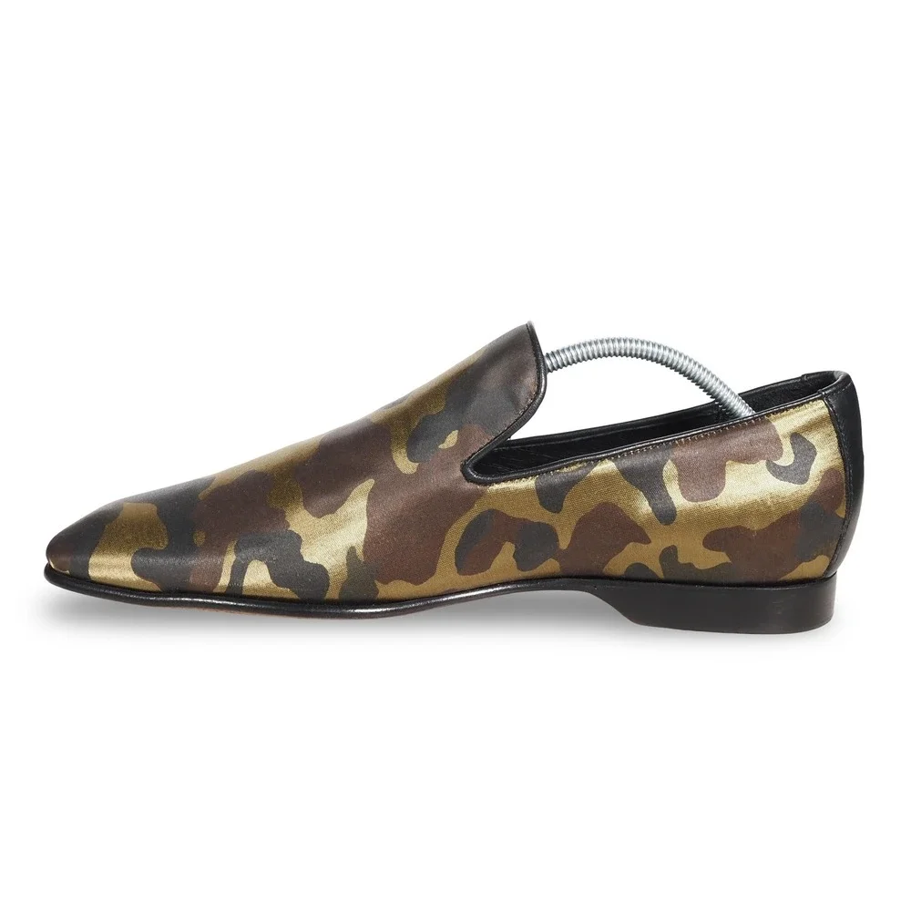 Donald‎ J Pliner Varden Camo Slip-on Loafers Italy Mens 8.5M Gold Green Brown
